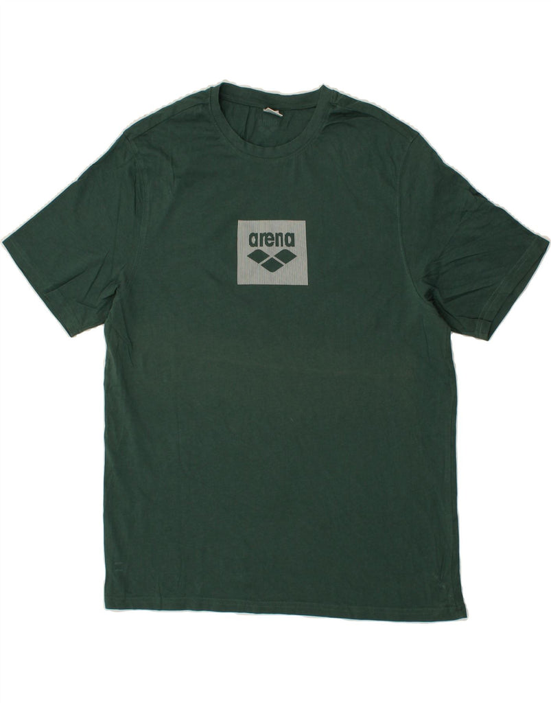 ARENA Mens Graphic T-Shirt Top XL Green Cotton Vintage Arena and Second-Hand Arena from Messina Hembry 