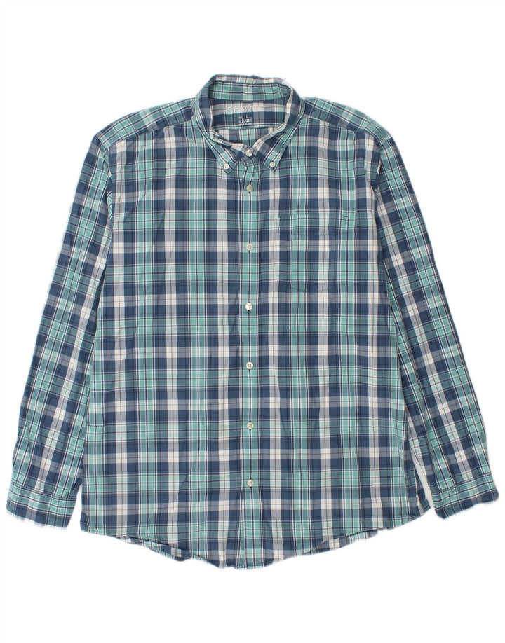 Eddie Bauer Mens Classic Fit Shirt Large Blue Check Cotton