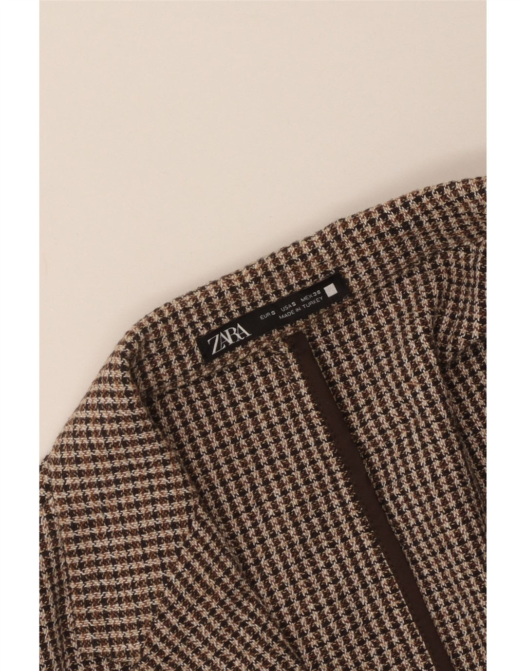 Zara Mens 2 Button Blazer Jacket UK 36 Small Brown Houndstooth