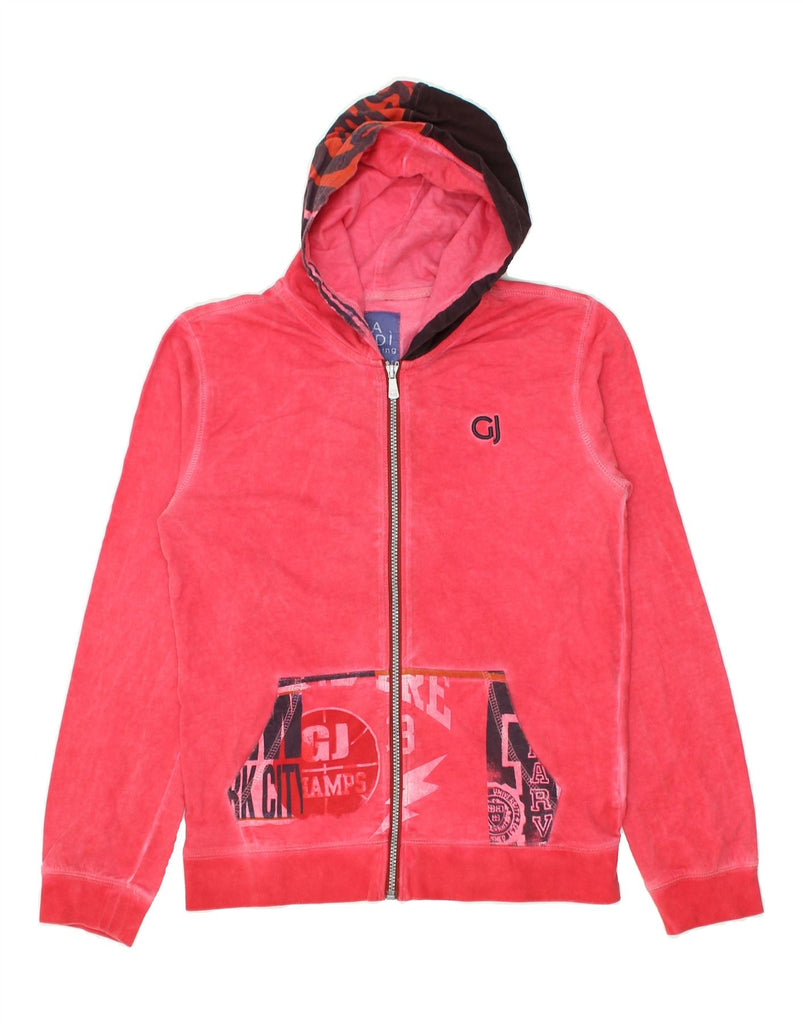 GAUDI Boys Zip Hoodie Sweater 13-14 Years Red Colourblock Cotton | Vintage Gaudi | Thrift | Second-Hand Gaudi | Used Clothing | Messina Hembry 