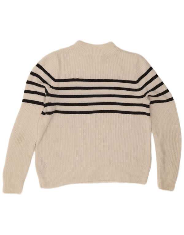 MINT VELVET Womens Turtle Neck Jumper Sweater UK 10 Small White Striped