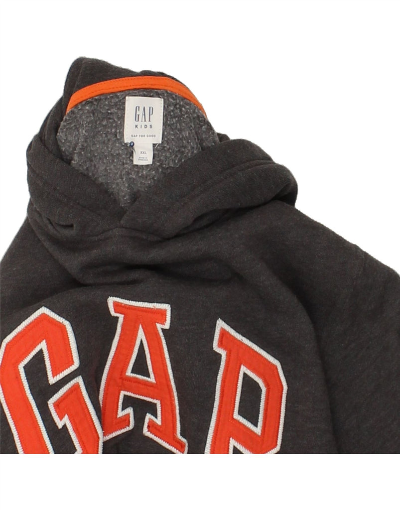 GAP Boys Graphic Hoodie Jumper 13-14 Years 2XL Grey Cotton | Vintage Gap | Thrift | Second-Hand Gap | Used Clothing | Messina Hembry 