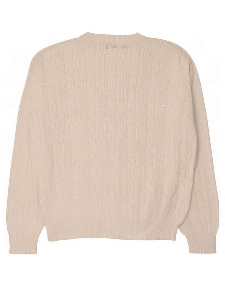 Sevres Mens V-Neck Jumper Sweater IT 50 Medium White Cotton