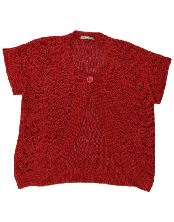 Marks & Spencer Womens Short Sleeve Cardigan Sweater UK 14 Large Red