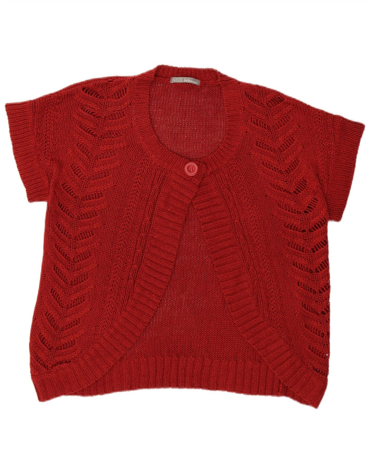 Marks & Spencer Womens Short Sleeve Cardigan Sweater UK 14 Large Red