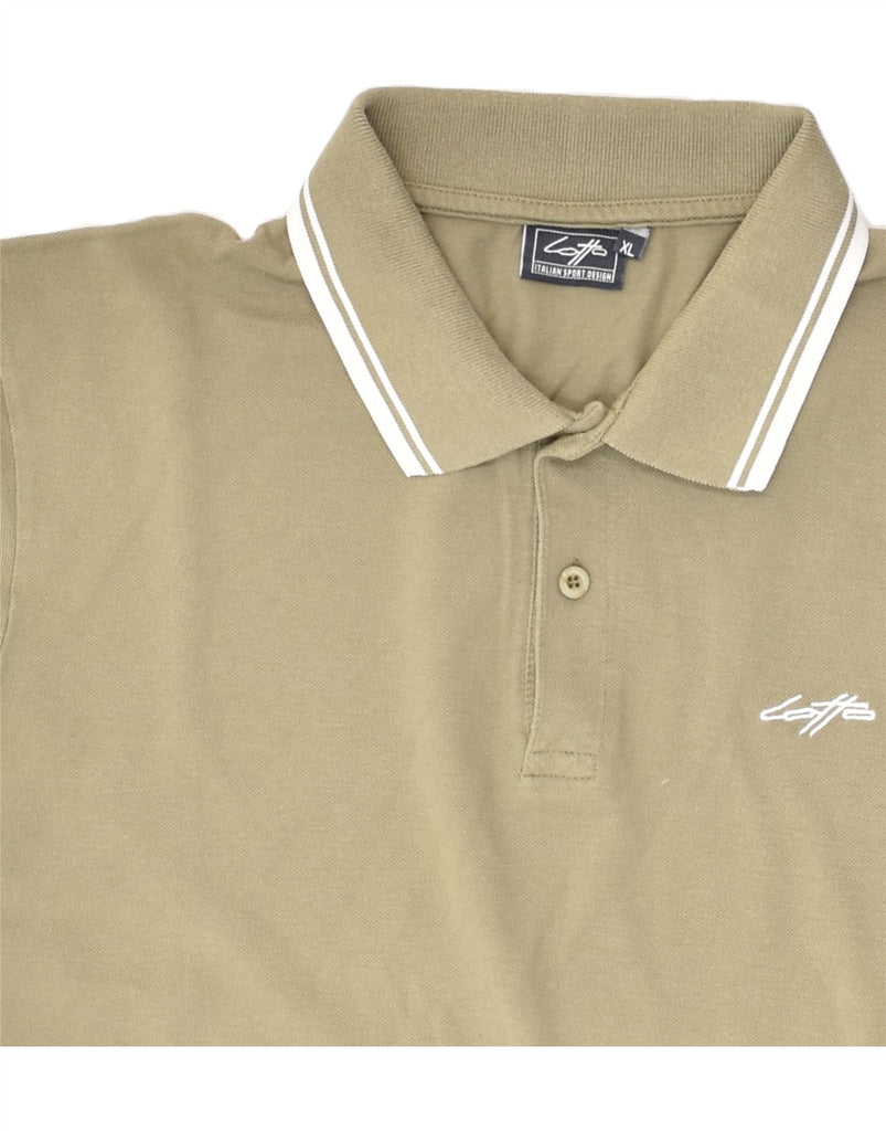 LOTTO Mens Slim Polo Shirt XL Khaki Cotton | Vintage Lotto | Thrift | Second-Hand Lotto | Used Clothing | Messina Hembry 