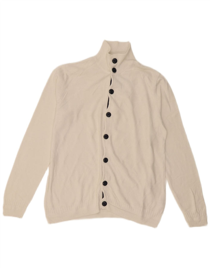 Zara Mens Cardigan Sweater Large White Cotton