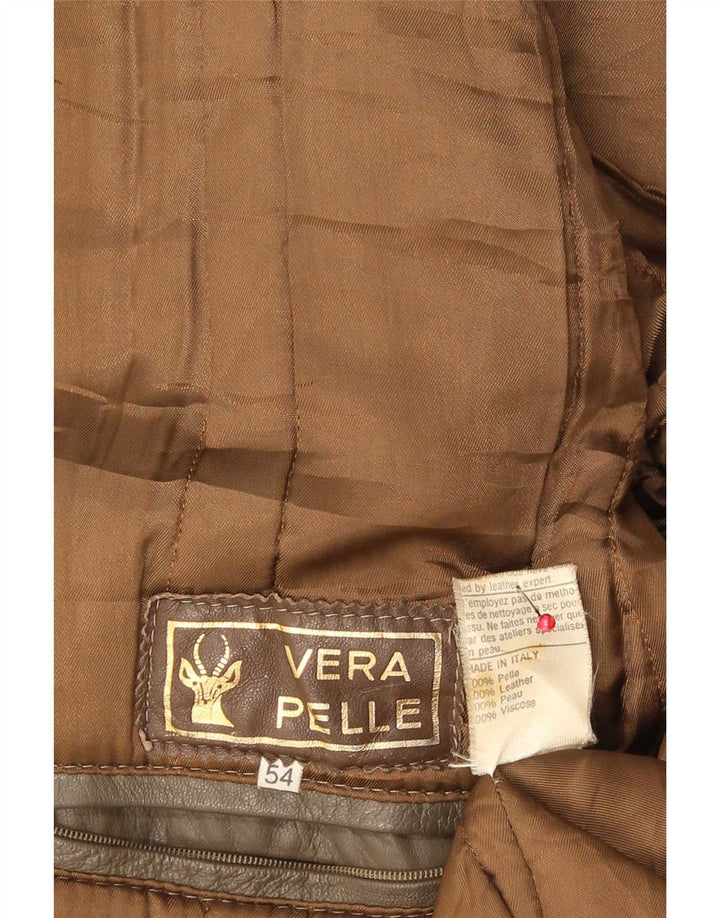 Vintage Mens Leather Jacket IT 54 2XL Brown