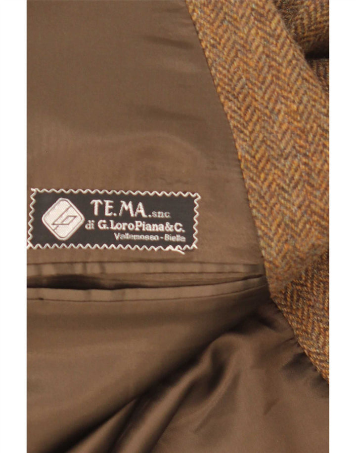 Ing Loro Piona & Co. Mens Blazer Jacket IT 54 2XL Brown Herringbone