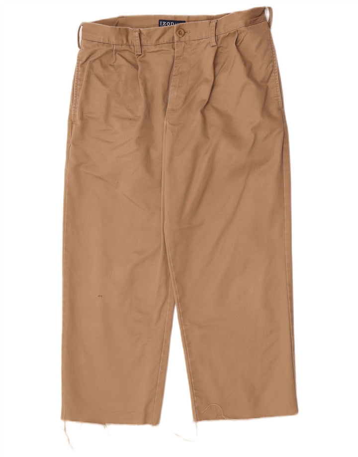 Izod Mens Pegged Cropped Trousers W32 L25 Beige Cotton