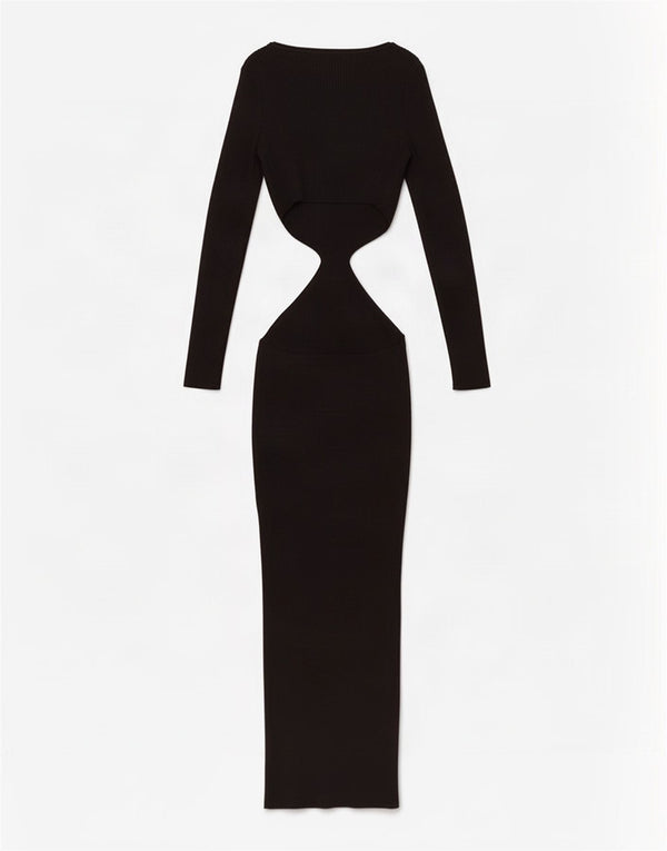 Topshop Womens Long Sleeve Cutout Bodycon Dress UK 4 XS Black Viscose