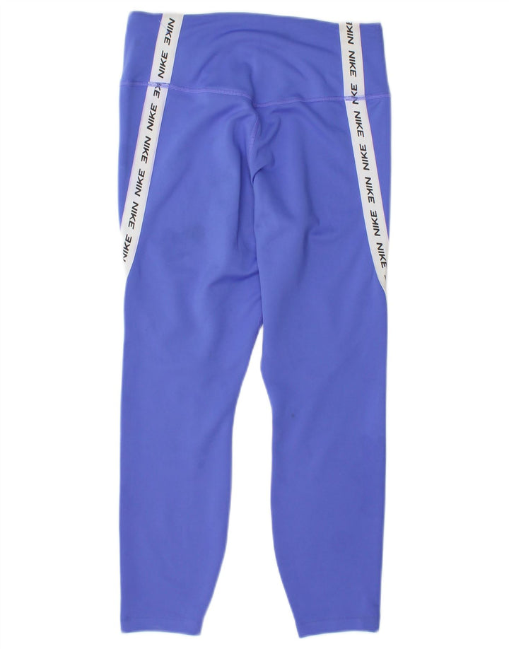 Nike Womens Graphic Capri Leggings UK 8 Small Blue Colourblock Polyester
