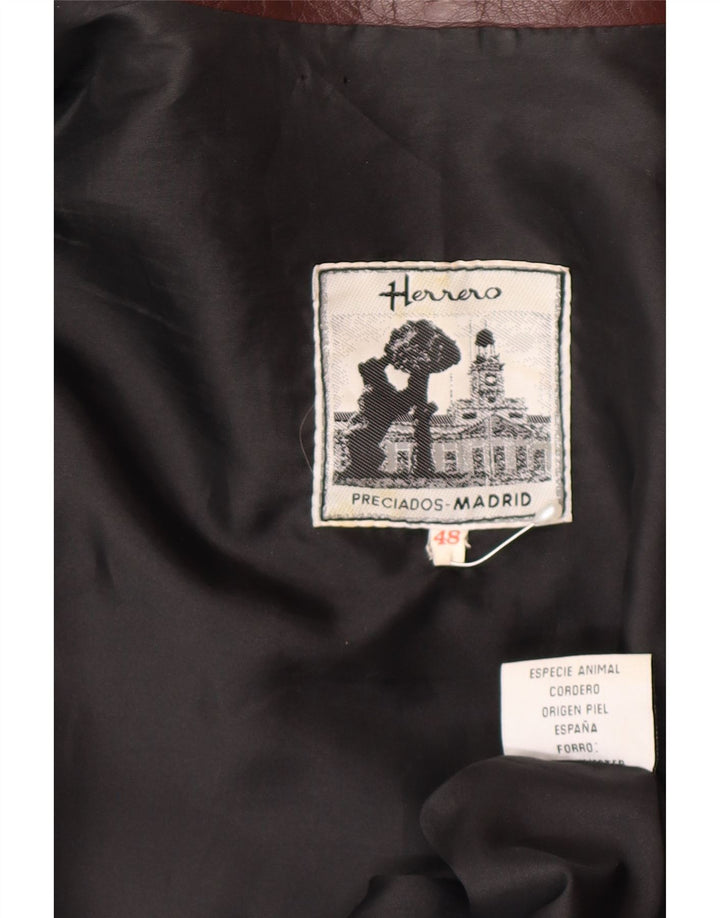 Herrero Womens Leather Jacket IT 48 XL Maroon Leather