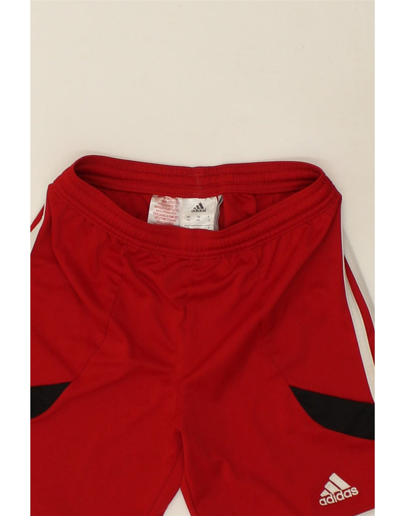 ADIDAS Boys Sport Shorts 9-10 Years Medium Red Colourblock Polyester | Vintage Adidas | Thrift | Second-Hand Adidas | Used Clothing | Messina Hembry 