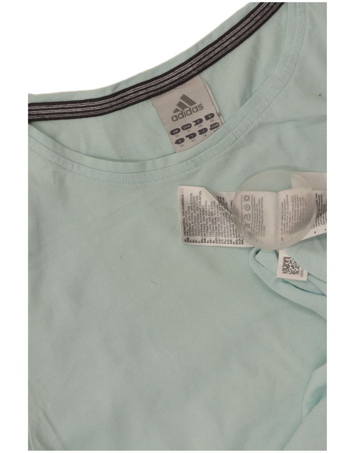 ADIDAS Womens Top Long Sleeve UK 10 Small Blue Cotton
