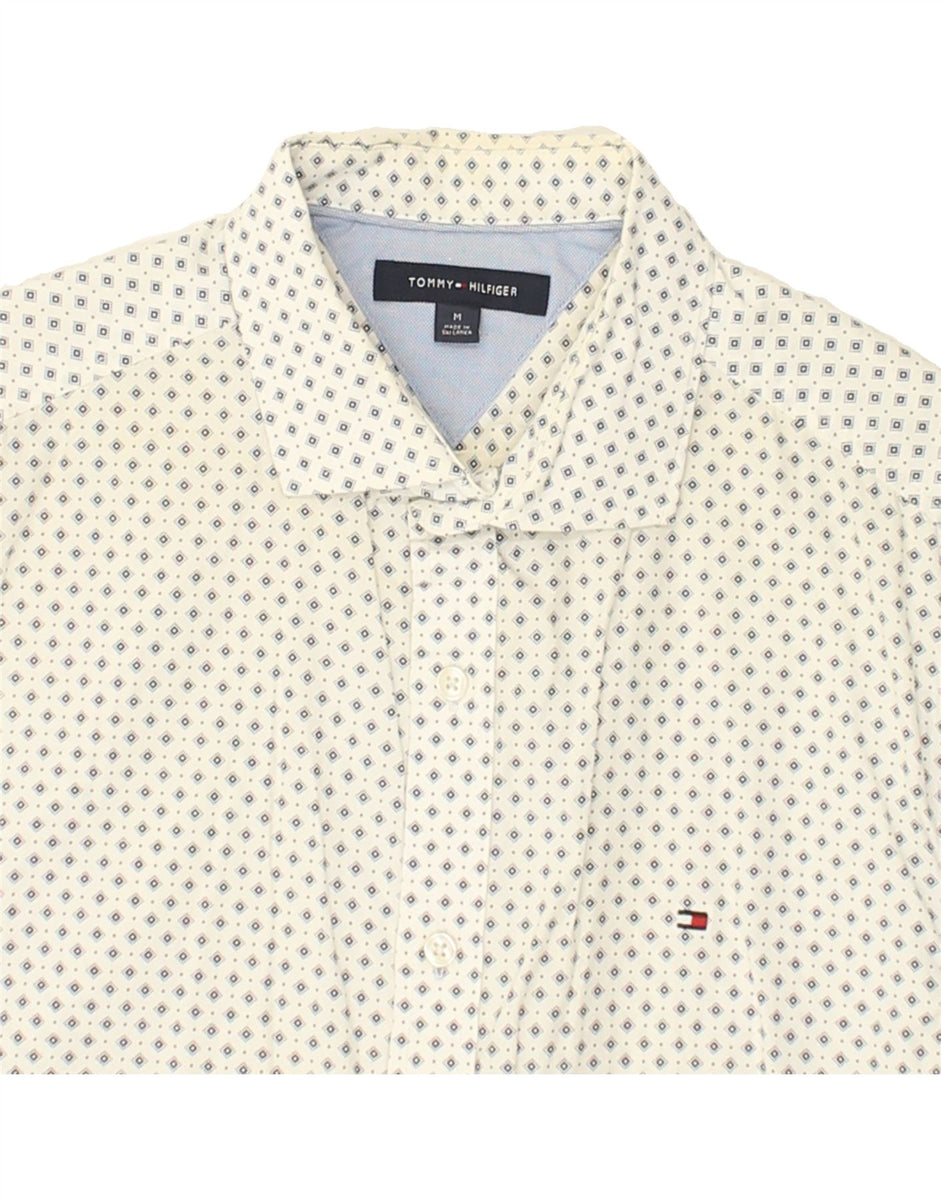 TOMMY HILFIGER Mens Shirt Medium White Argyle/Diamond Cotton | Vintage ...