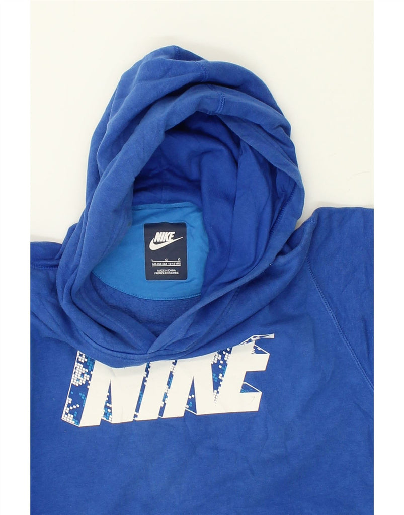 NIKE Boys Graphic Hoodie Jumper 12-13 Years Large Blue Cotton | Vintage Nike | Thrift | Second-Hand Nike | Used Clothing | Messina Hembry 