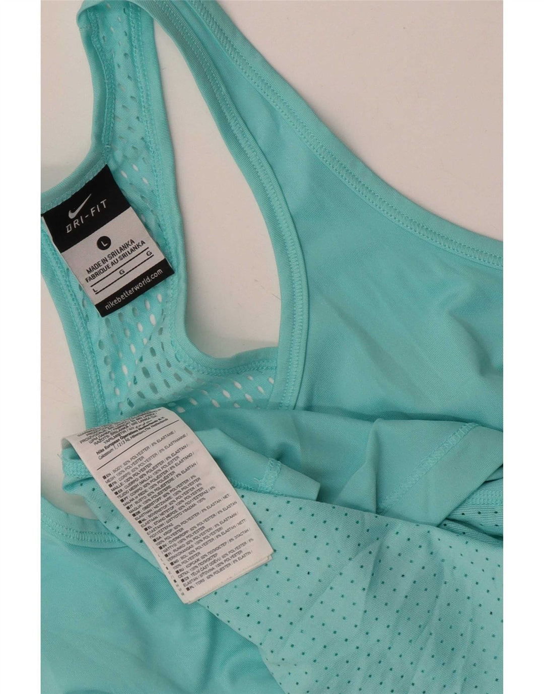Nike Womens Dri Fit Vest Top UK 14 Large Turquoise Polyester