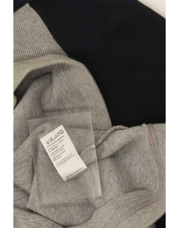 Marks & Spencer Mens Top Long Sleeve Medium Grey Colourblock Cotton