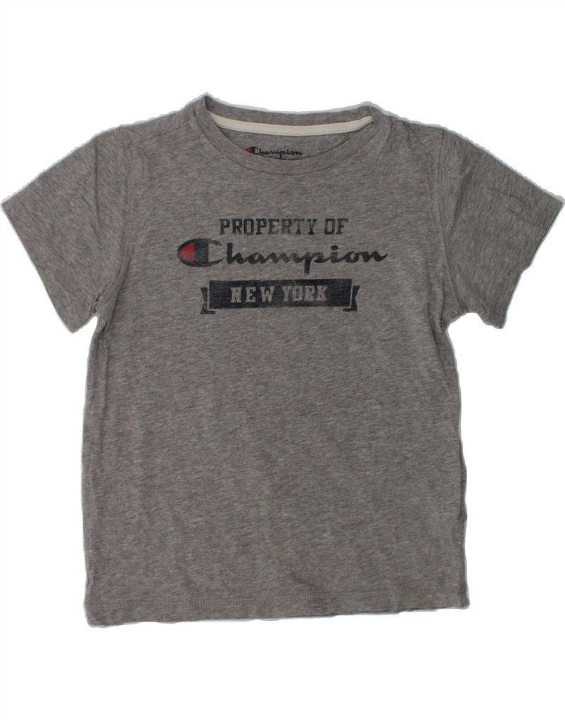 CHAMPION Boys Graphic T-Shirt Top 7-8 Years Small  Grey Cotton | Vintage Champion | Thrift | Second-Hand Champion | Used Clothing | Messina Hembry 