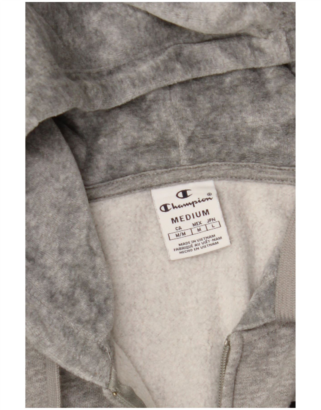 CHAMPION Womens Graphic Zip Hoodie Sweater UK 14 Medium Grey