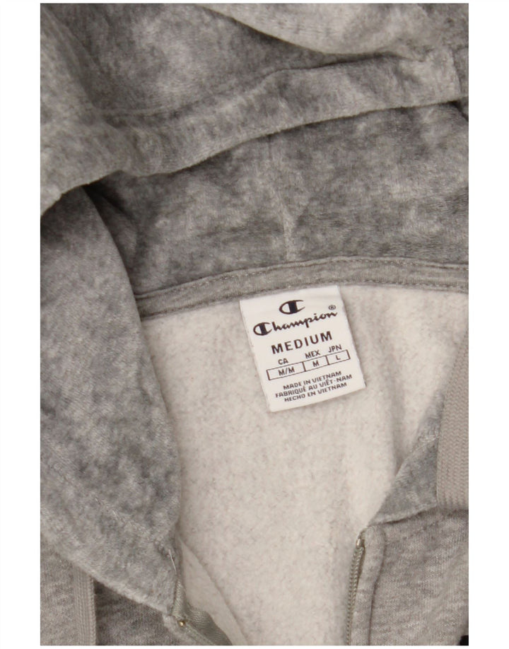 CHAMPION Womens Graphic Zip Hoodie Sweater UK 14 Medium Grey