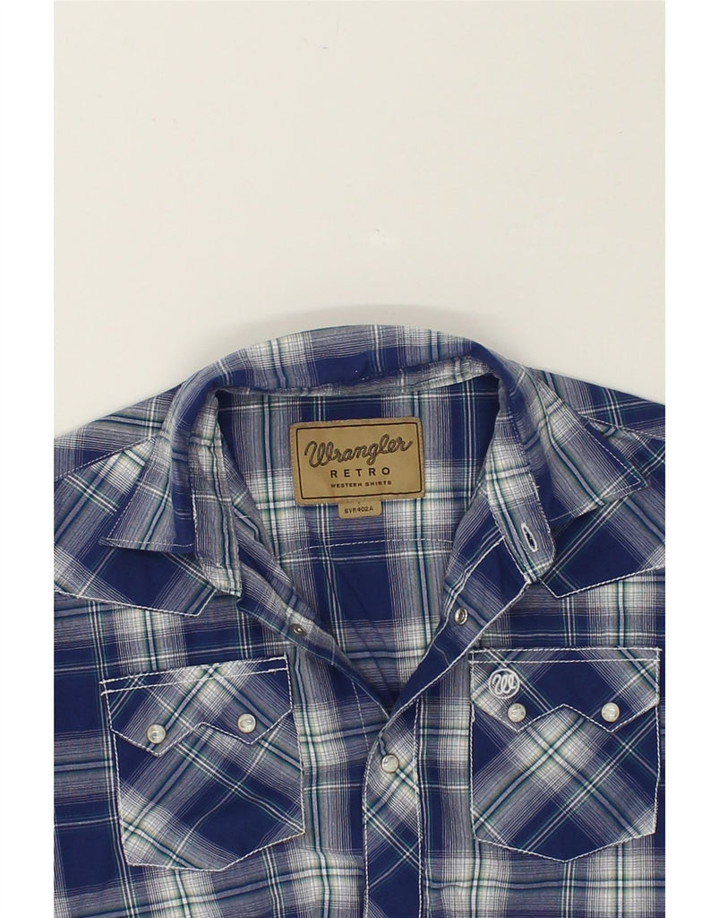 WRANGLER Boys Retro Shirt 14-15 Years Navy Blue Check | Vintage Wrangler | Thrift | Second-Hand Wrangler | Used Clothing | Messina Hembry 