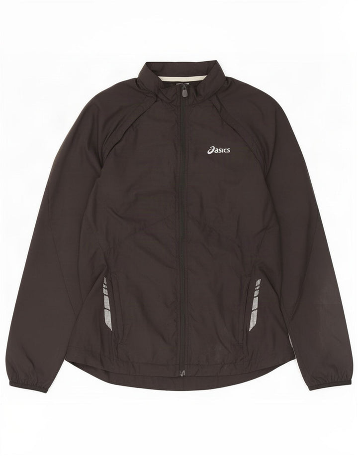 Asics Womens Tracksuit Top Jacket UK 14 Medium Black Colourblock Polyester