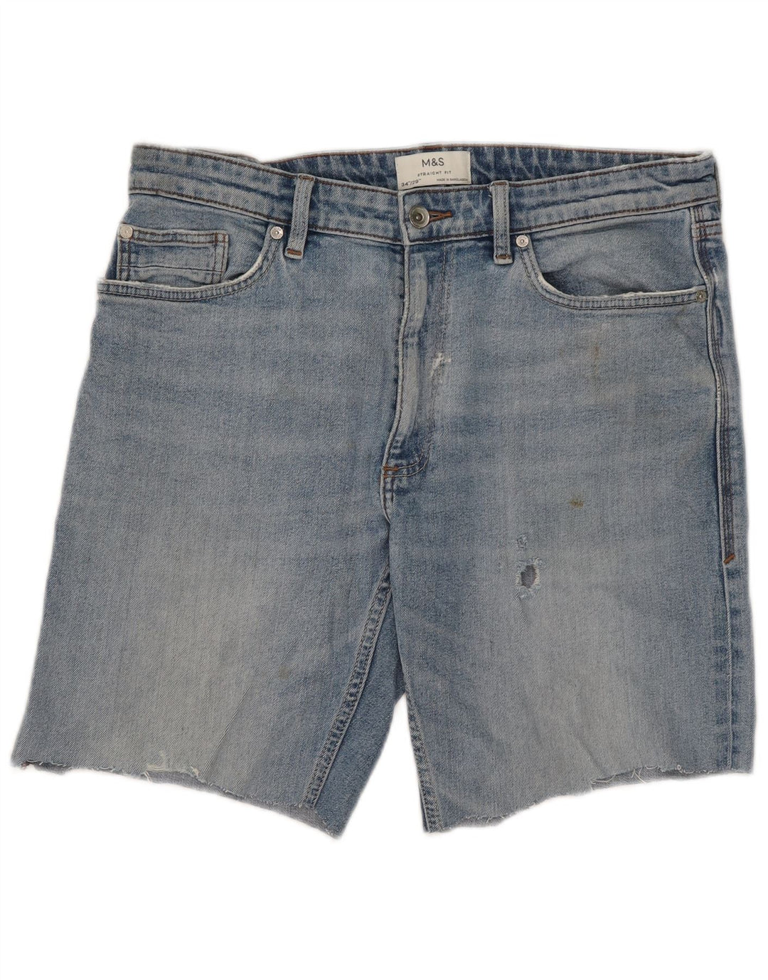 Marks & Spencer Mens Denim Shorts W34 Large Blue Cotton
