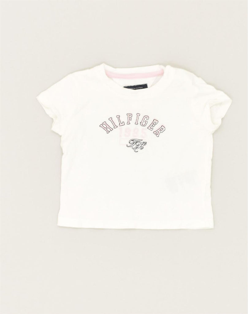 TOMMY HILFIGER Baby Girls Graphic T-Shirt Top 3-6 Months White Cotton | Vintage Tommy Hilfiger | Thrift | Second-Hand Tommy Hilfiger | Used Clothing | Messina Hembry 