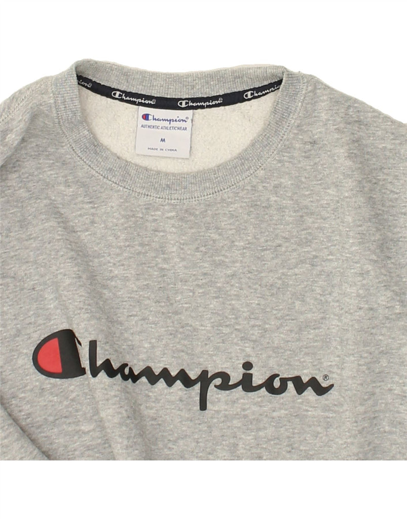 CHAMPION Mens Graphic Sweatshirt Jumper Medium Grey Cotton | Vintage Champion | Thrift | Second-Hand Champion | Used Clothing | Messina Hembry 