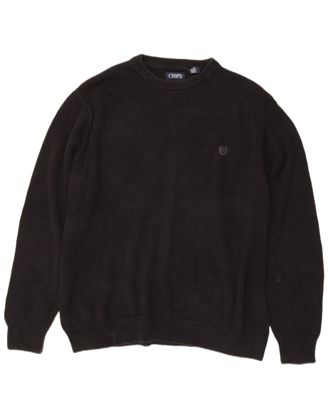 CHAPS Mens Tall Crew Neck Jumper Sweater 3XL Black Cotton