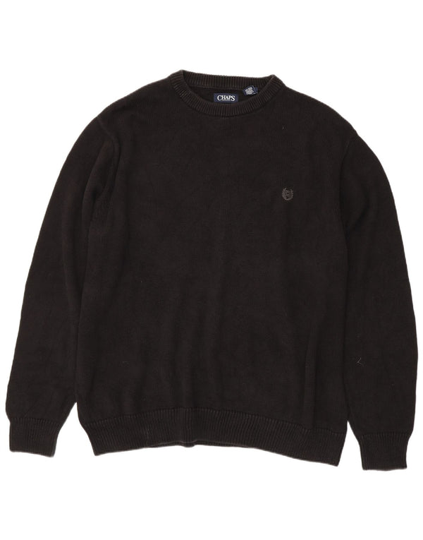 CHAPS Mens Tall Crew Neck Jumper Sweater 3XL Black Cotton