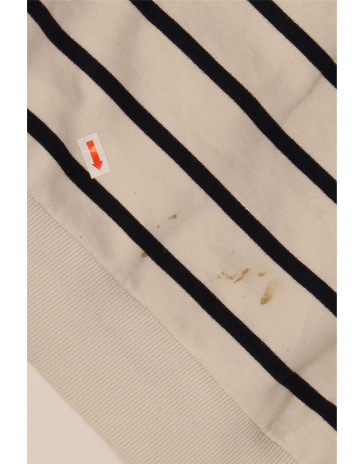 ZARA Womens Crop Sweatshirt Jumper UK 16 Large White Striped Cotton