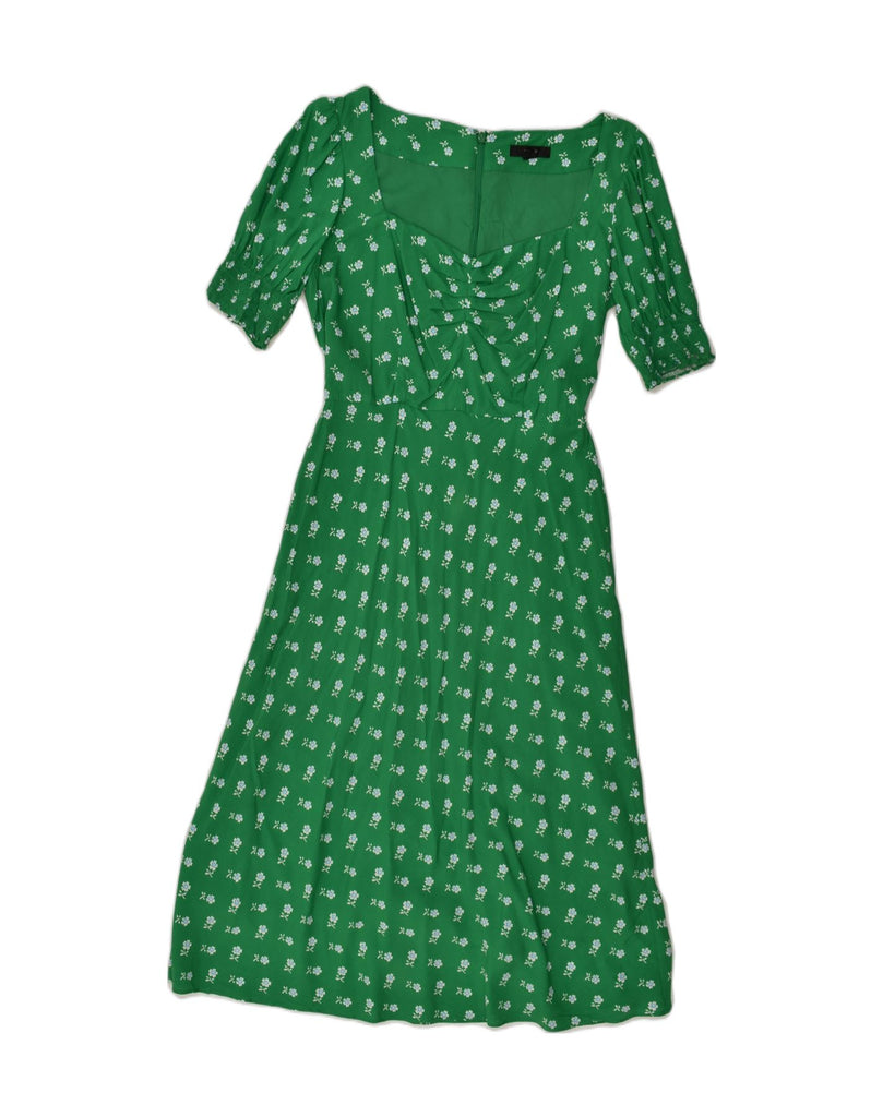 J. CREW Womens A-Line Dress US 00 2XS Green Floral Viscose | Vintage J. Crew | Thrift | Second-Hand J. Crew | Used Clothing | Messina Hembry 