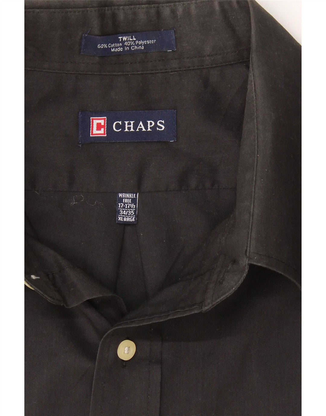 Chaps Mens Shirt Size 17 1/2 XL Black Cotton