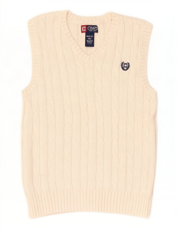 Chaps Boys Vest Tank Top 10-11 Years Medium Beige Cotton