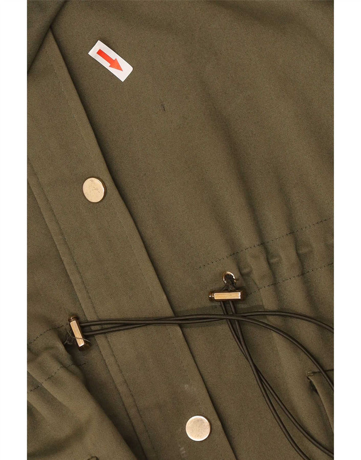 Reiss Womens Hooded Oversized Parka Jacket UK 8 Small Khaki Cotton