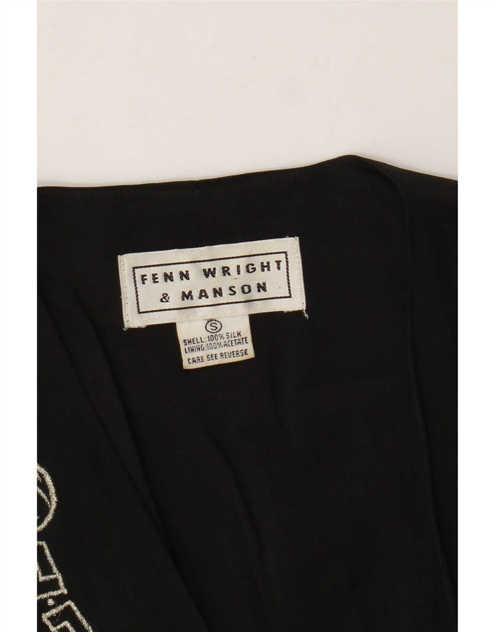 Fenn Wright Manson Womens Waistcoat UK 10 Small Black Geometric Silk