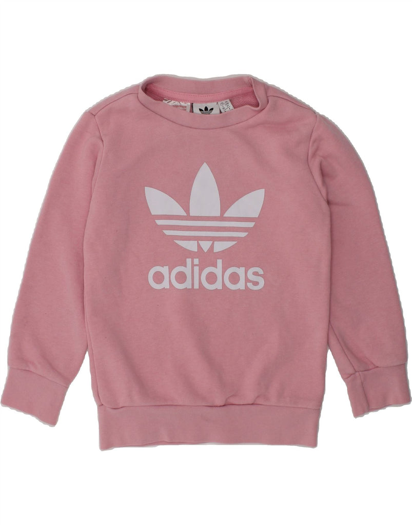 ADIDAS Girls Graphic Sweatshirt Jumper 2-3 Years Pink Cotton | Vintage Adidas | Thrift | Second-Hand Adidas | Used Clothing | Messina Hembry 