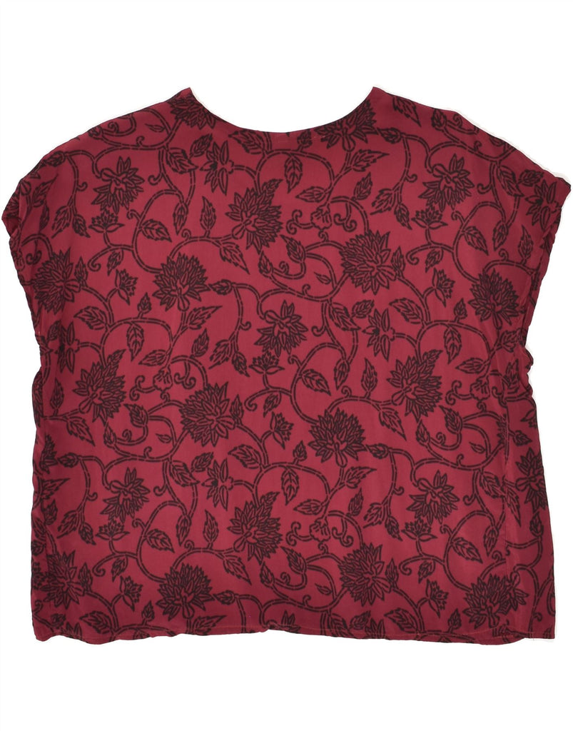 VINTAGE Womens Blouse Top UK 14 Medium Burgundy Floral | Vintage Vintage | Thrift | Second-Hand Vintage | Used Clothing | Messina Hembry 