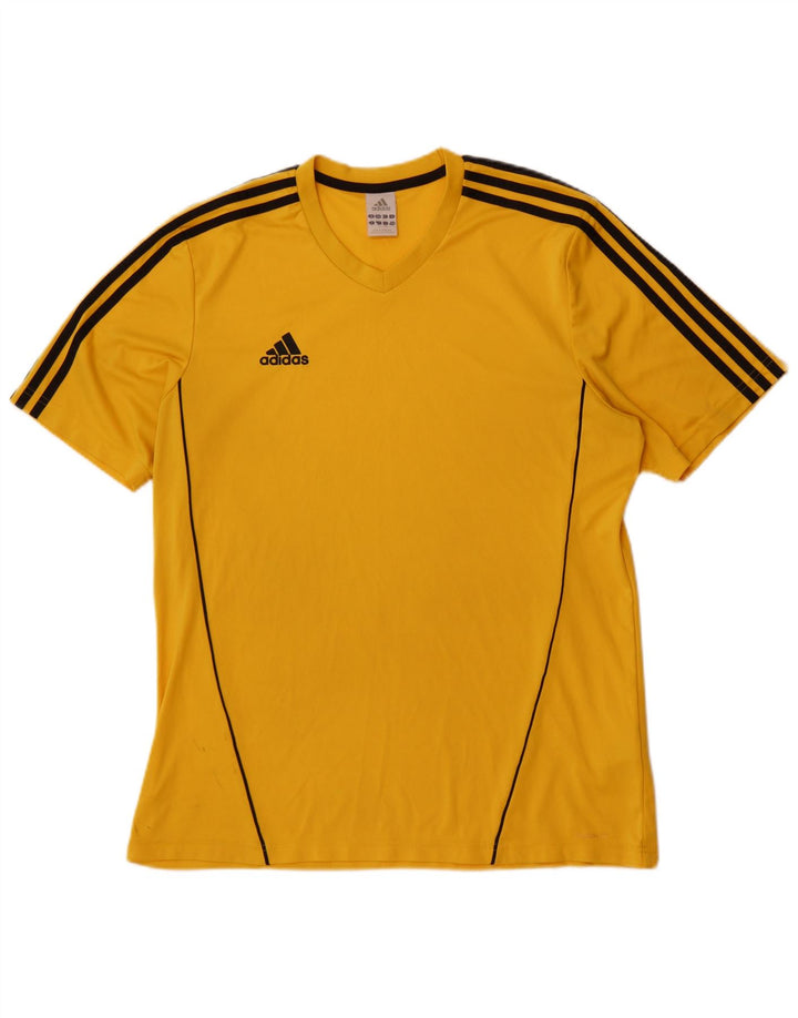 Adidas Mens T-Shirt Top Large Yellow Polyester