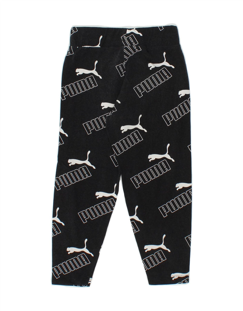 PUMA Girls Graphic Leggings 7-8 Years Black Geometric | Vintage Puma | Thrift | Second-Hand Puma | Used Clothing | Messina Hembry 