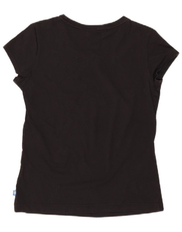 ADIDAS Womens Graphic T-Shirt Top IT 40 Small Black Cotton