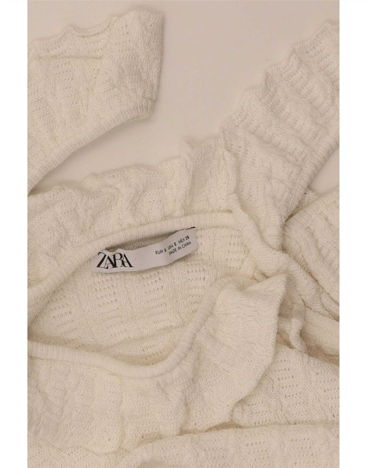 Zara Womens Crop Off Shoulder Top UK 8 Small White