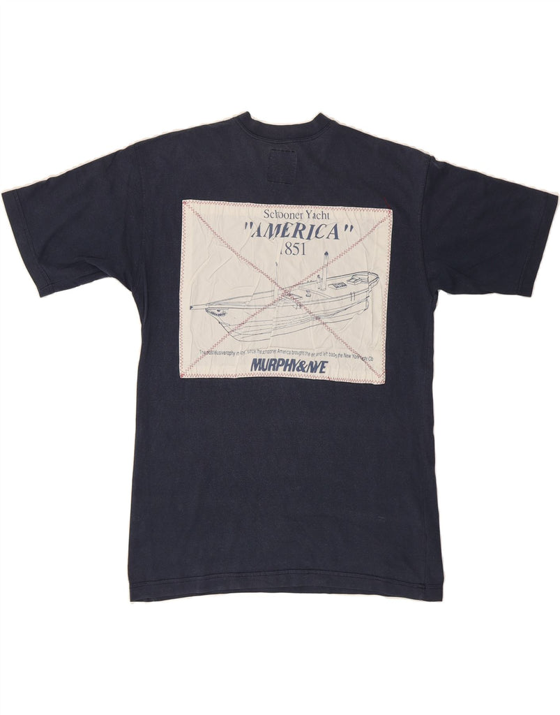 MURPHY & NYE Mens Graphic T-Shirt Top Medium Navy Blue Cotton Vintage Murphy & Nye and Second-Hand Murphy & Nye from Messina Hembry 
