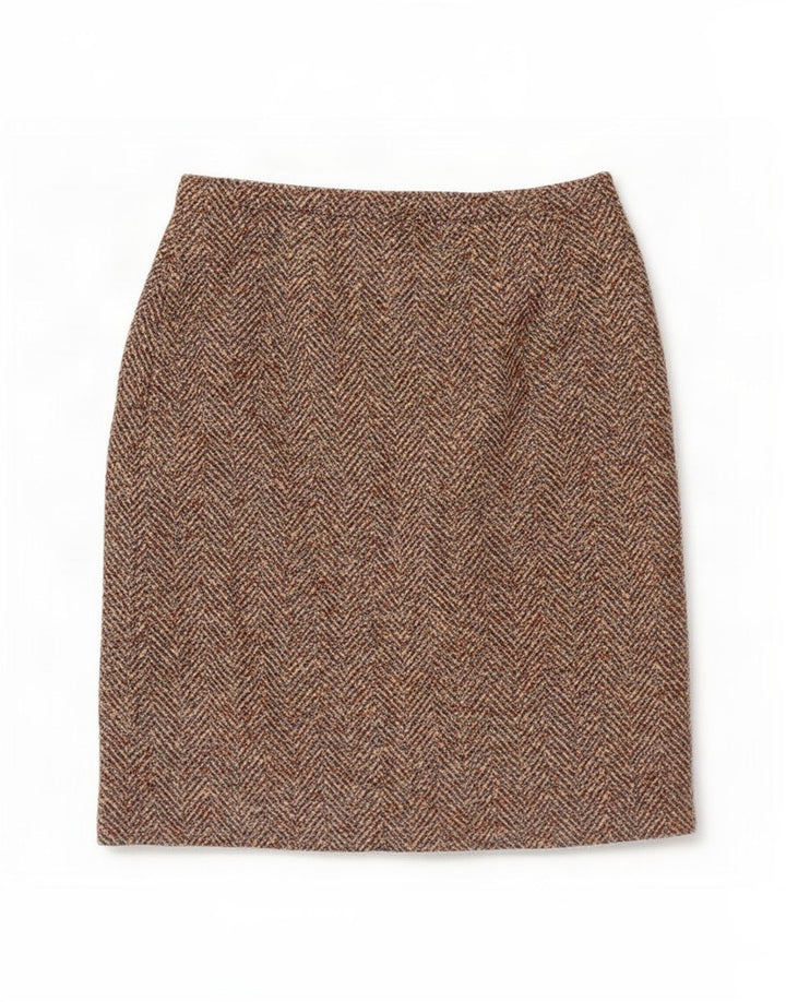Vintage Womens Pencil Skirt Medium W30 Brown Herringbone