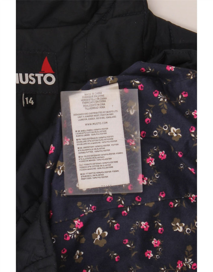 MUSTO Womens Quilted Jacket UK 14 Large Navy Blue Polyester