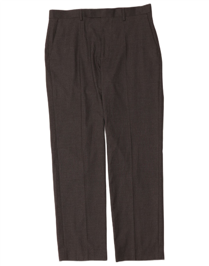 Marks & Spencer Mens Straight Regular Fit Suit Trousers W34 L33 Grey