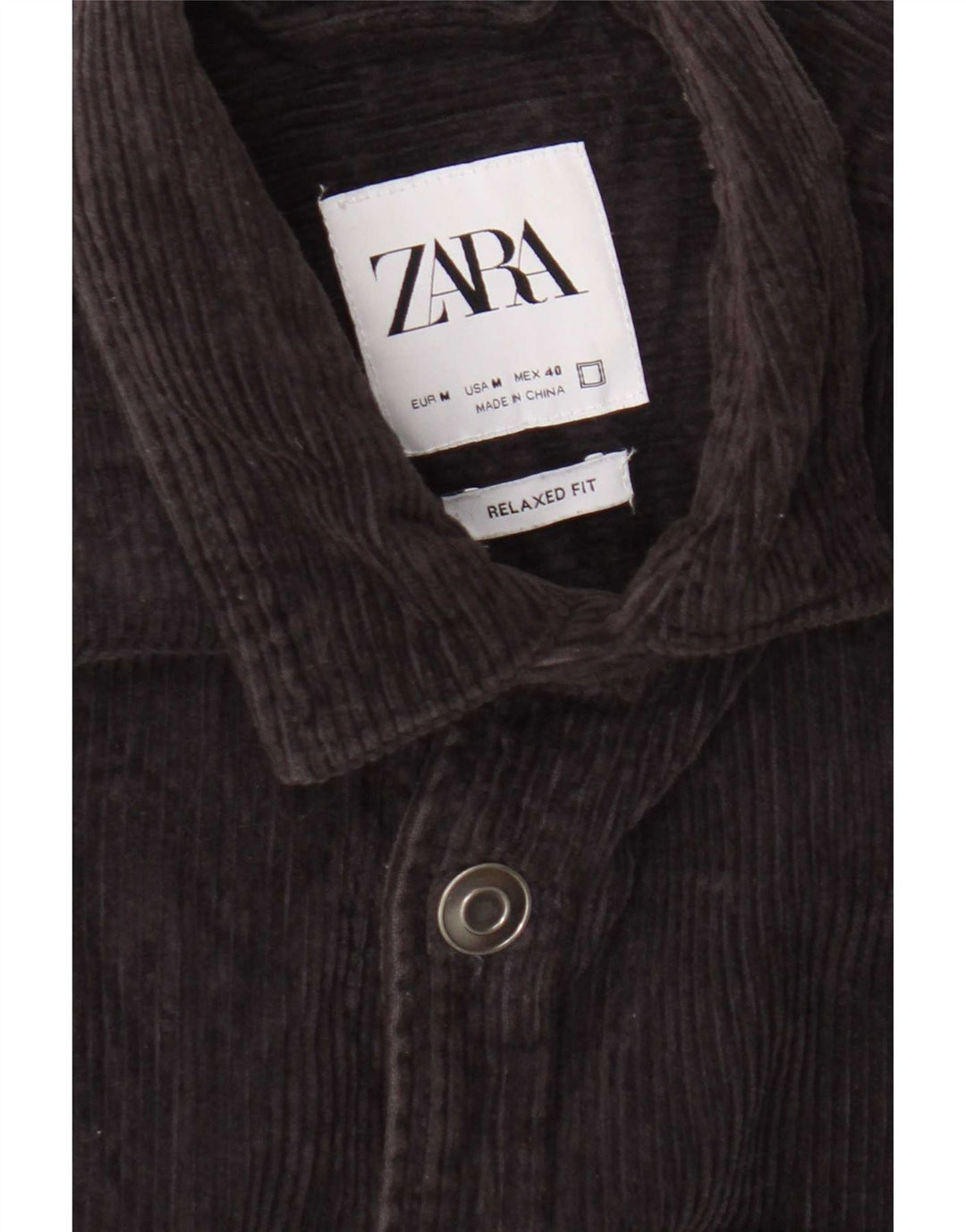 Zara Mens Relaxed Fit Corduroy Shirt Medium Navy Blue